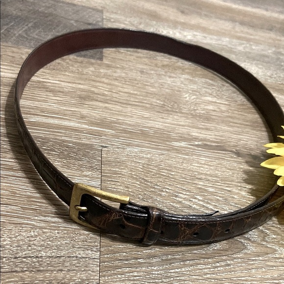 Brighton Brown and Gold Leather Belt Classic Accessory - Picture 1 of 8